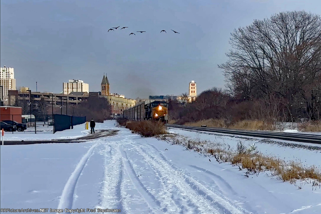 The Canada Geese give CSX 5451 a flyover salute.